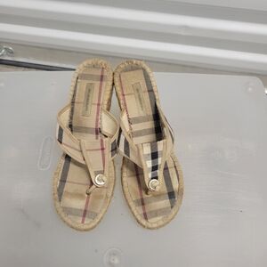 Classic Burberry Checkered Wedge Sandals